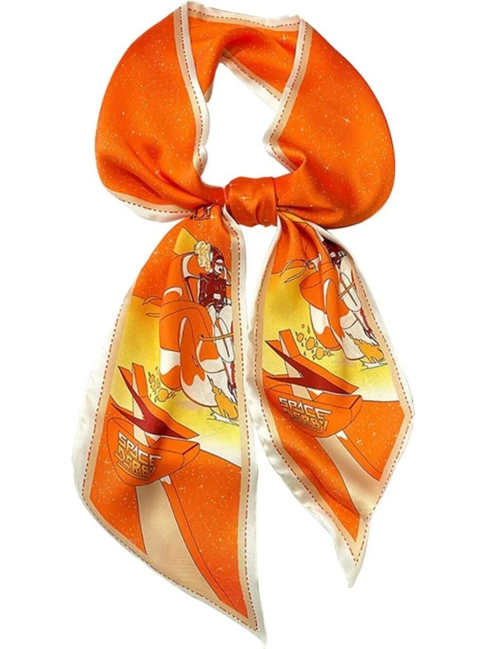Women's Orange Hourse Silky Satin Headscarf Wrap Lightweight Scarves Scarf